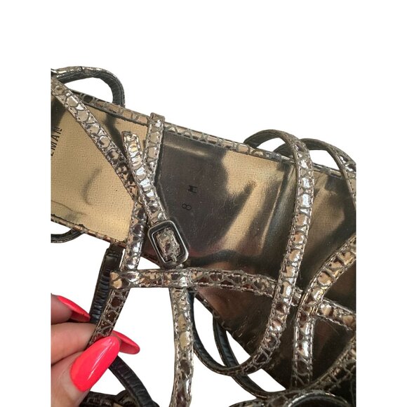 STUART WEITZMAN Silver Leather Sandals Size 8 - Picture 5 of 8